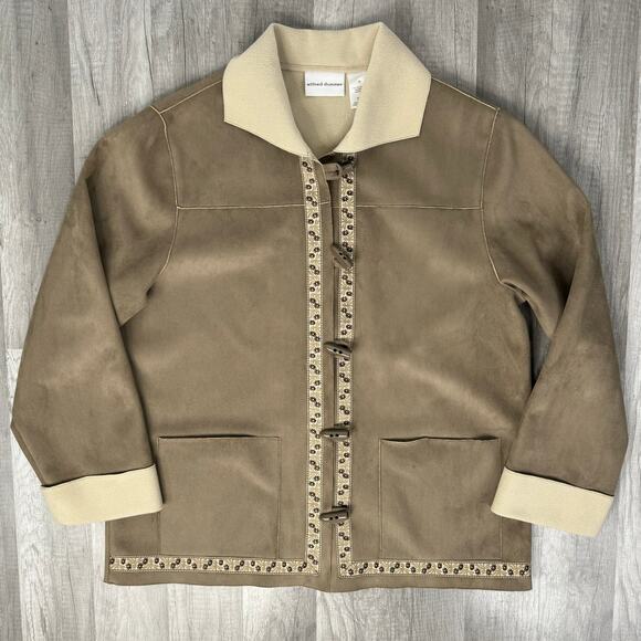 Tan Faux Suede with Design Jacket Toggle Closers Size 12 - Picture 7 of 9